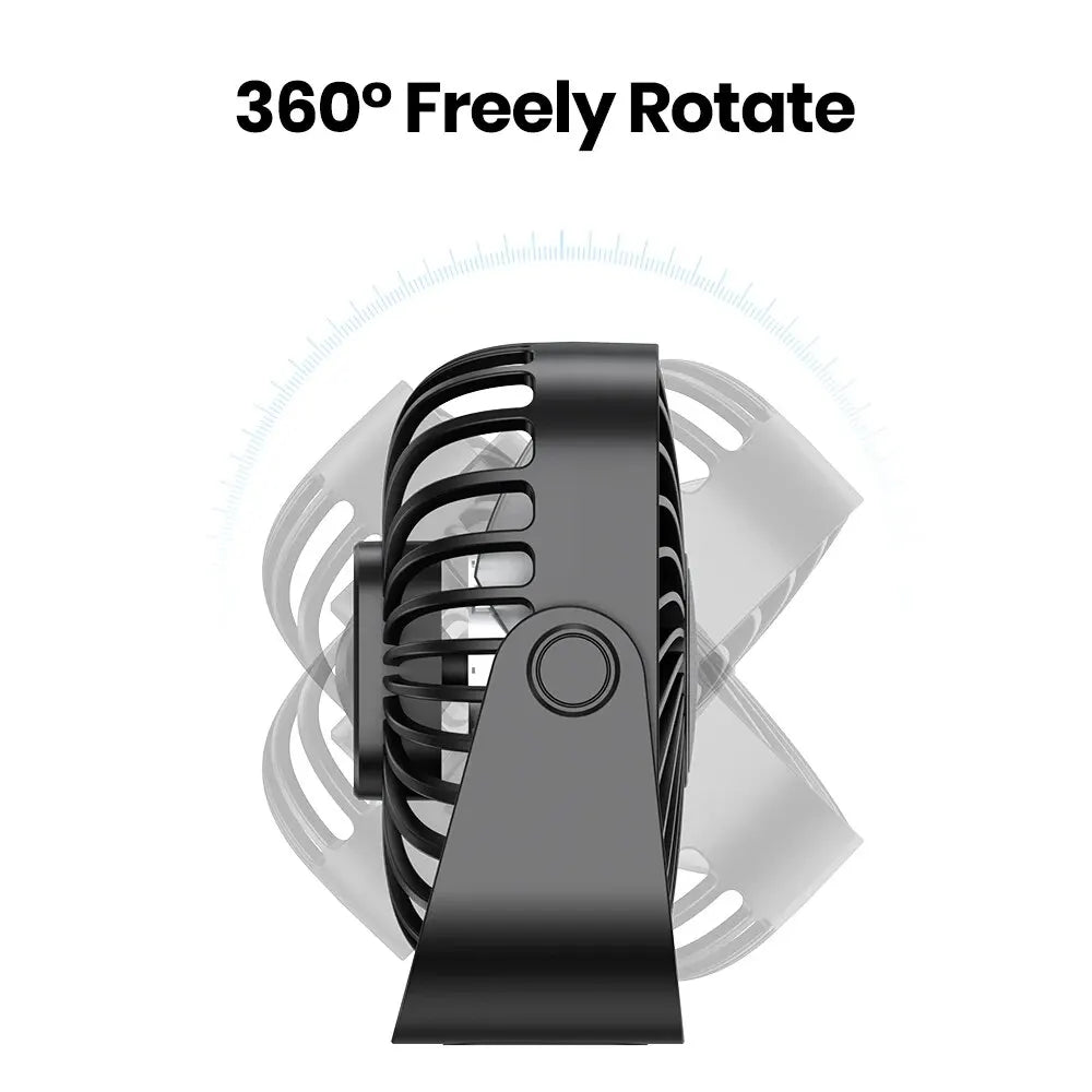 Mini USB Portable Desk Fan with 3-Speed Cooling and 360° Adjustment for Home, Office and Camping Use