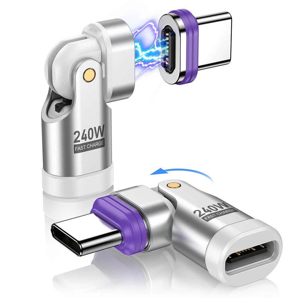 240W Magnetic USB C Adapter OTG Converter Type C Male to Female Fast Charging Connector