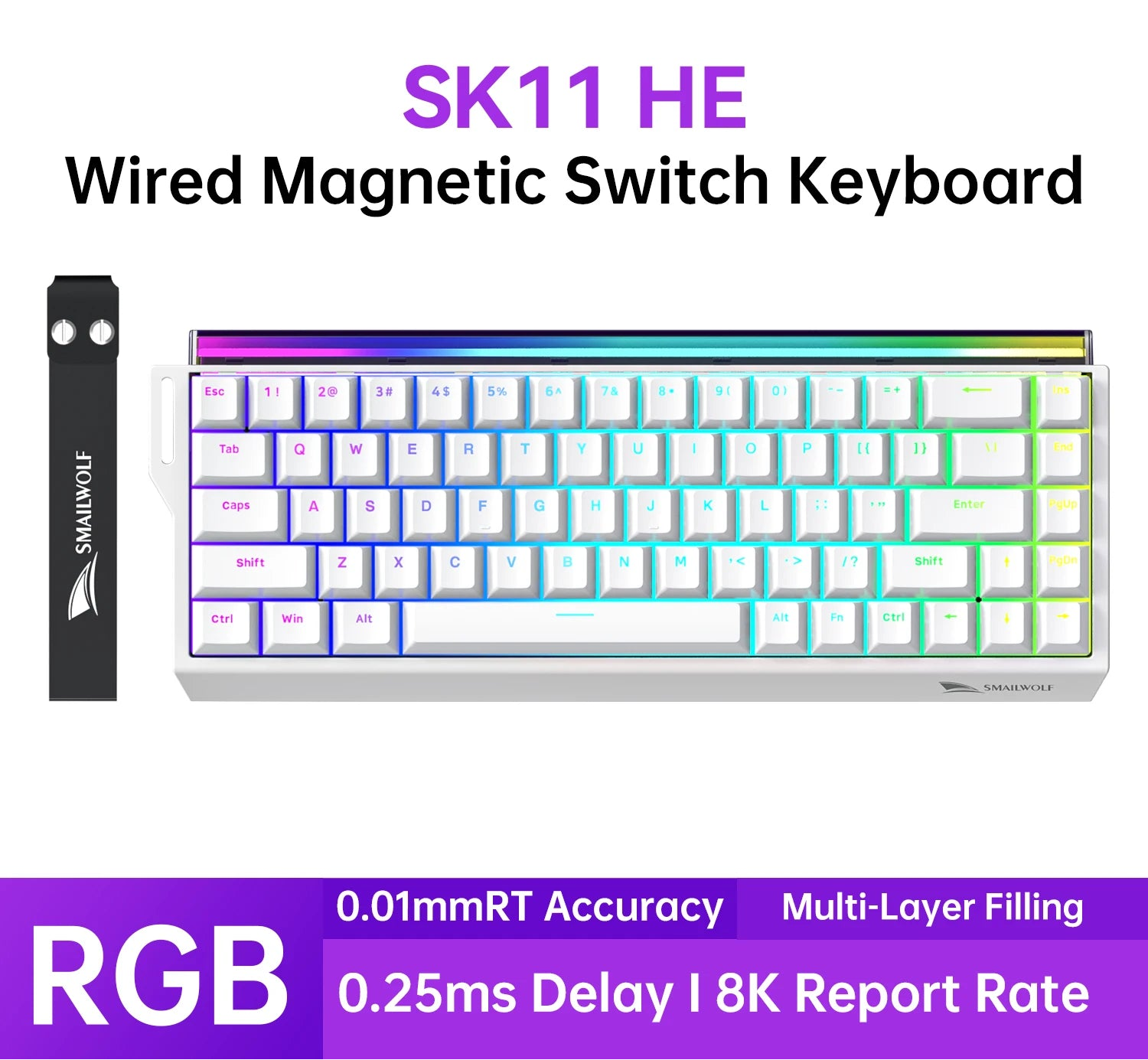 68 Percent Magnetic Switch Mechanical Gaming Keyboard with Rapid Trigger and 8K Polling Rate
