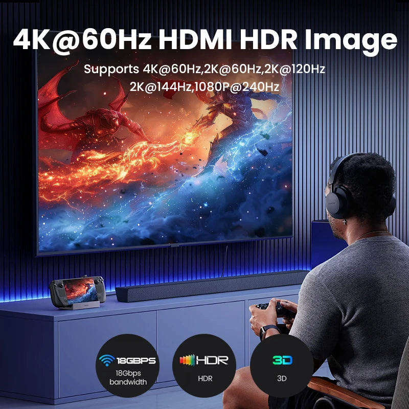 USB C Gaming Dock with 4K HDMI Display, Gigabit Ethernet, 100W PD and 10Gbps Data Ports