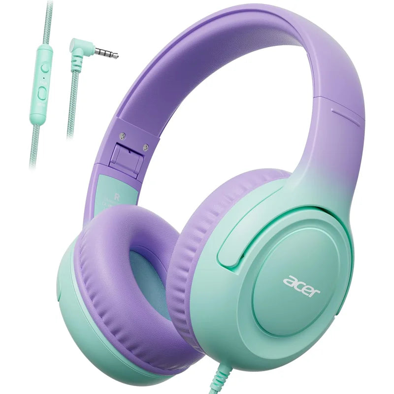Kids Wired On Ear Headphones with Safe Volume Limiter and 3.5mm Jack for School and Play