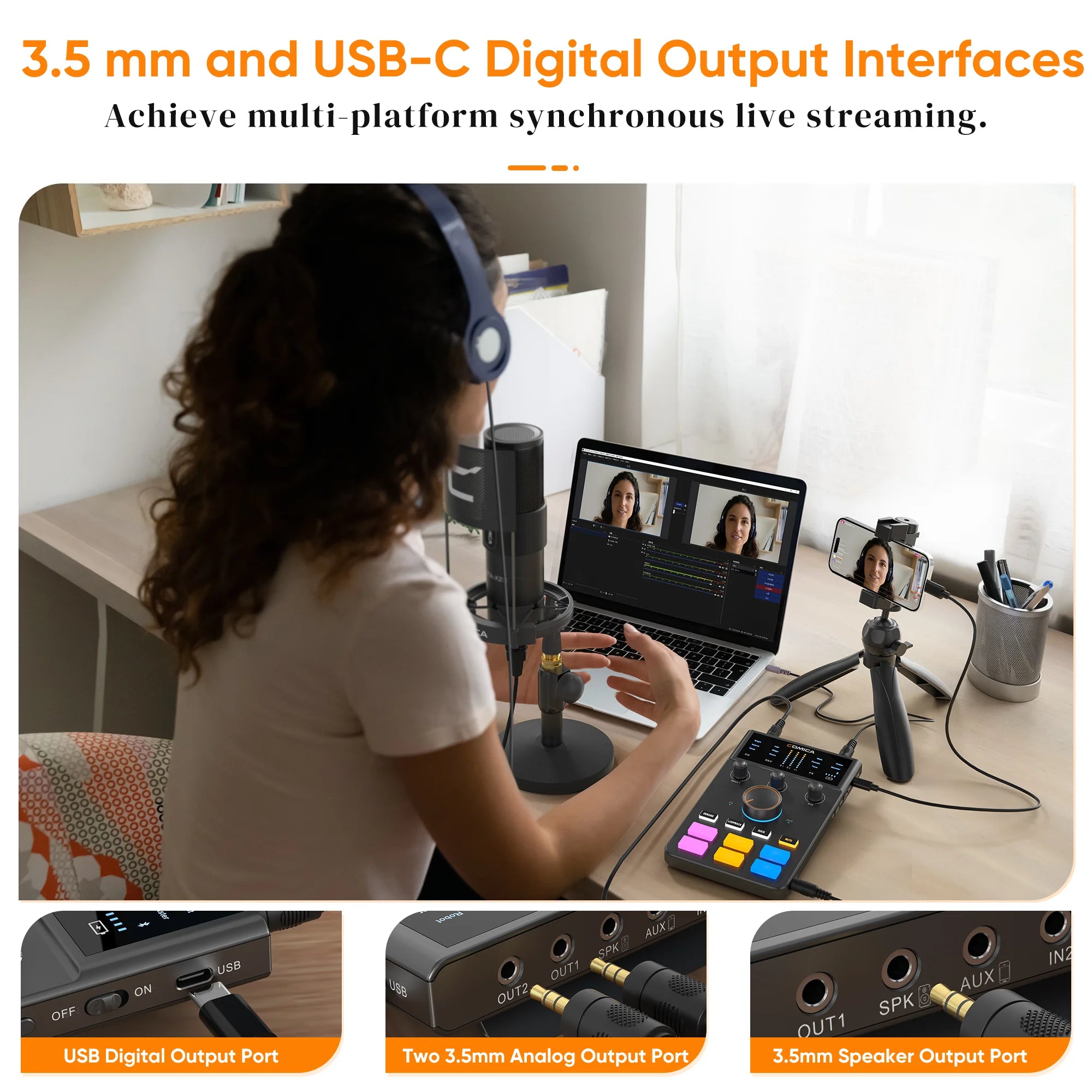 Audio Interface with Bluetooth and Sound Card for Streaming Gaming Podcasting and Live Recording