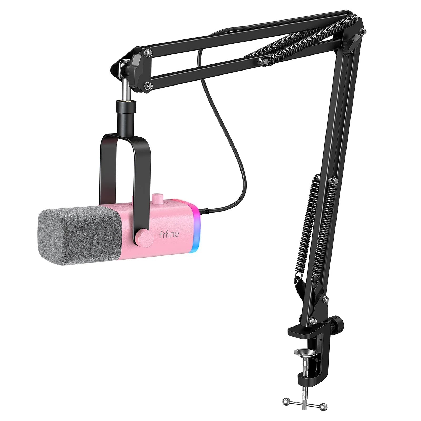 USB/XLR Dynamic Gaming Microphone Kit with Boom Arm RGB Lighting Volume Control for PC PS5