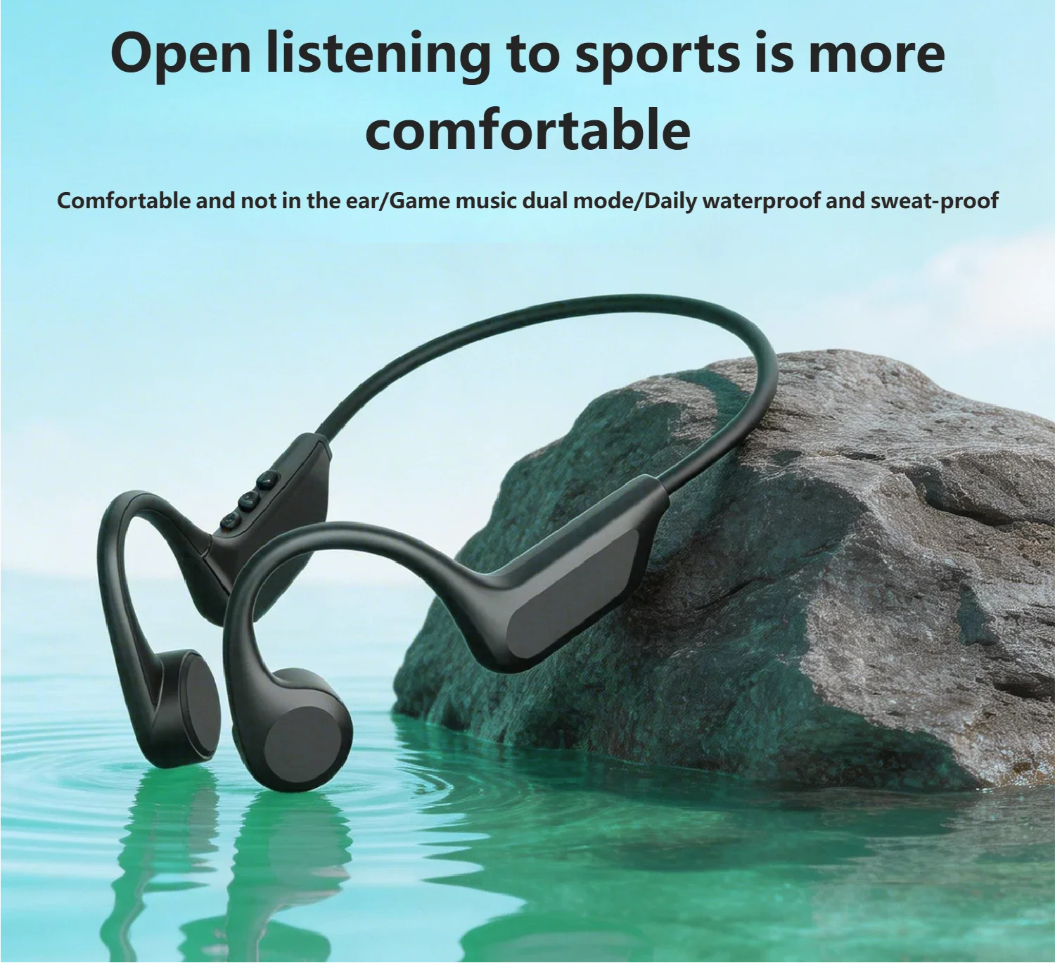 Bone Conduction Bluetooth 5.4 Wireless Sports Earphones with Mic and Waterproof Design