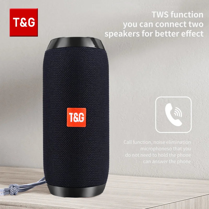 Portable Bluetooth Speaker TG117 TWS Stereo Sound Box Waterproof Outdoor Speaker with TF & FM Radio