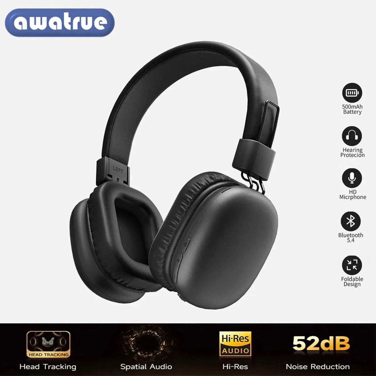 Dual Wireless Over Ear Bluetooth Headphones with Hi-Res Audio Performance and ENC Mic