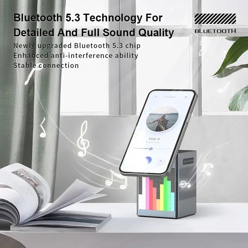 6 in 1 Magnetic Wireless Charger with Bluetooth Speaker and Alarm Clock for Apple Devices