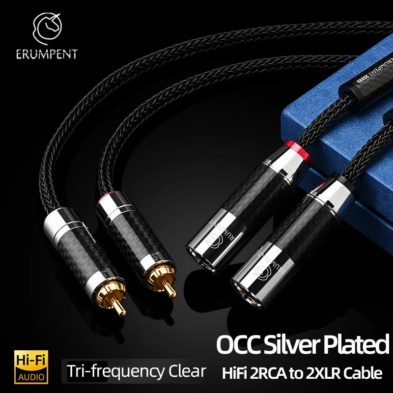 Premium Silver Plated OCC RCA to XLR Audio Cable Pair for Amplifiers and Studio Equipment
