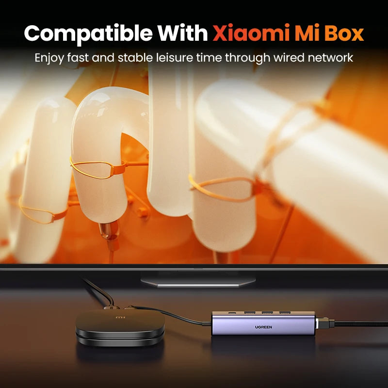 USB 3.0 Gigabit Ethernet Adapter with 3-Port Hub RJ45 LAN Network Card for Laptop PC