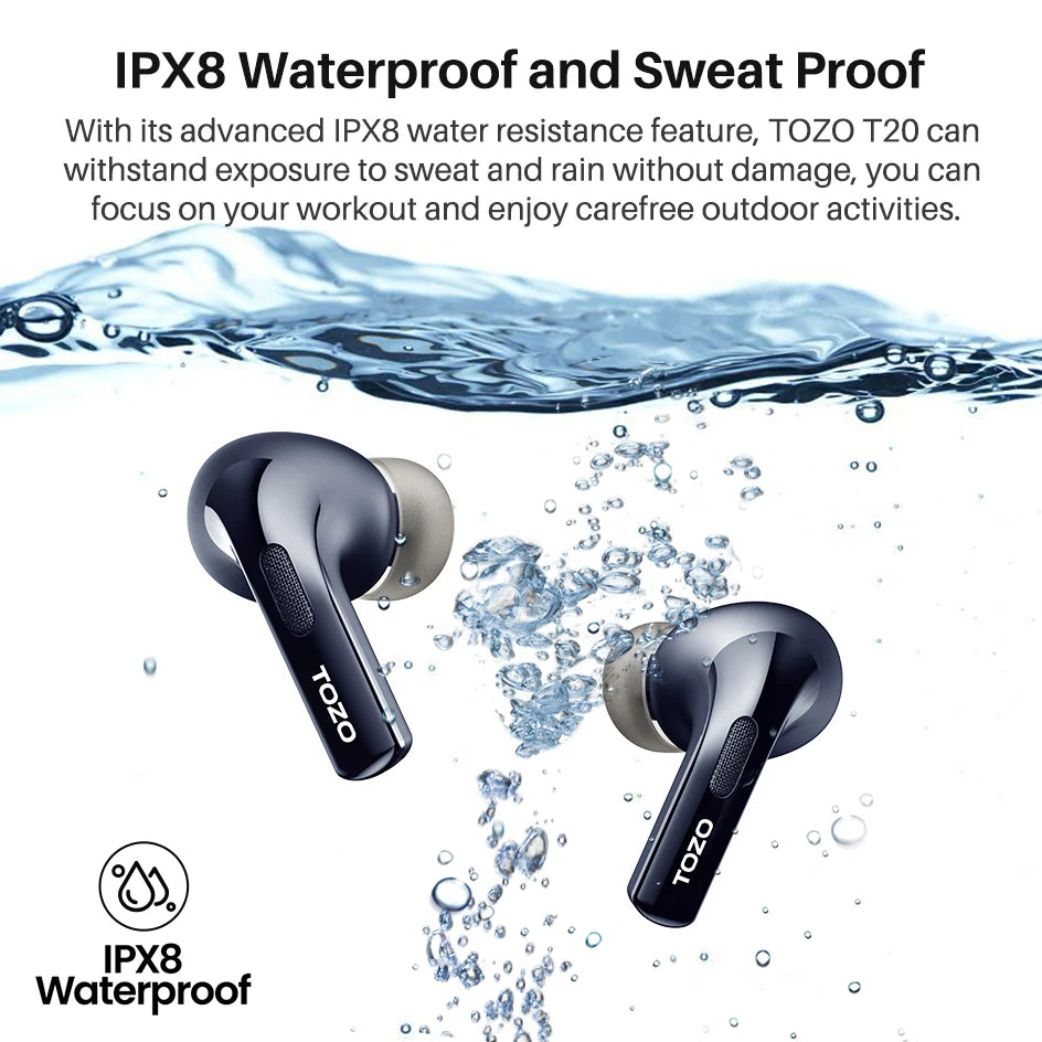 True Wireless Bluetooth Earbuds with LED Display Dual Mic ENC Long Battery IPX8 Waterproof