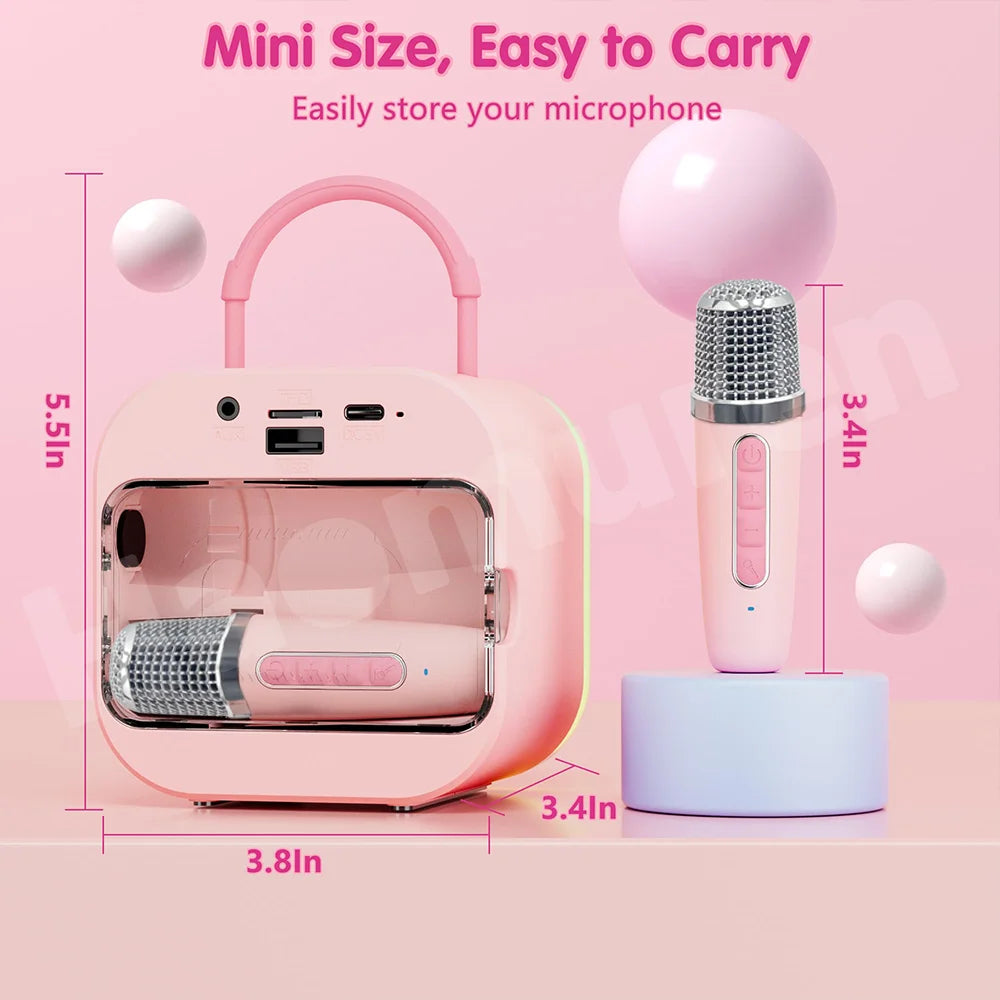 Mini Karaoke Machine for Kids – Portable All-in-One Bluetooth Speaker with 2 Microphones