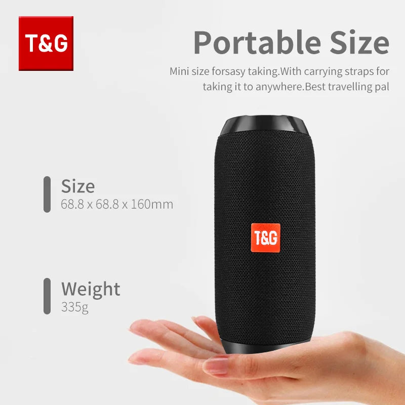 Portable Bluetooth Speaker TG117 TWS Stereo Sound Box Waterproof Outdoor Speaker with TF & FM Radio