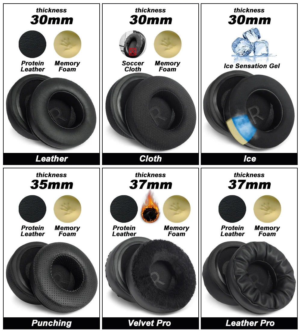 Premium Replacement Earpads Compatible with FiiO JT1 in Protein Leather, Mesh, Cloth and Velvet