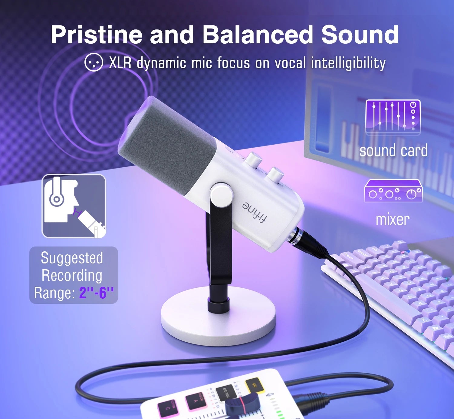 XLR USB Dynamic Microphone with RGB Headphone Jack Touch Mute for Recording Streaming Gaming PS4 PS5