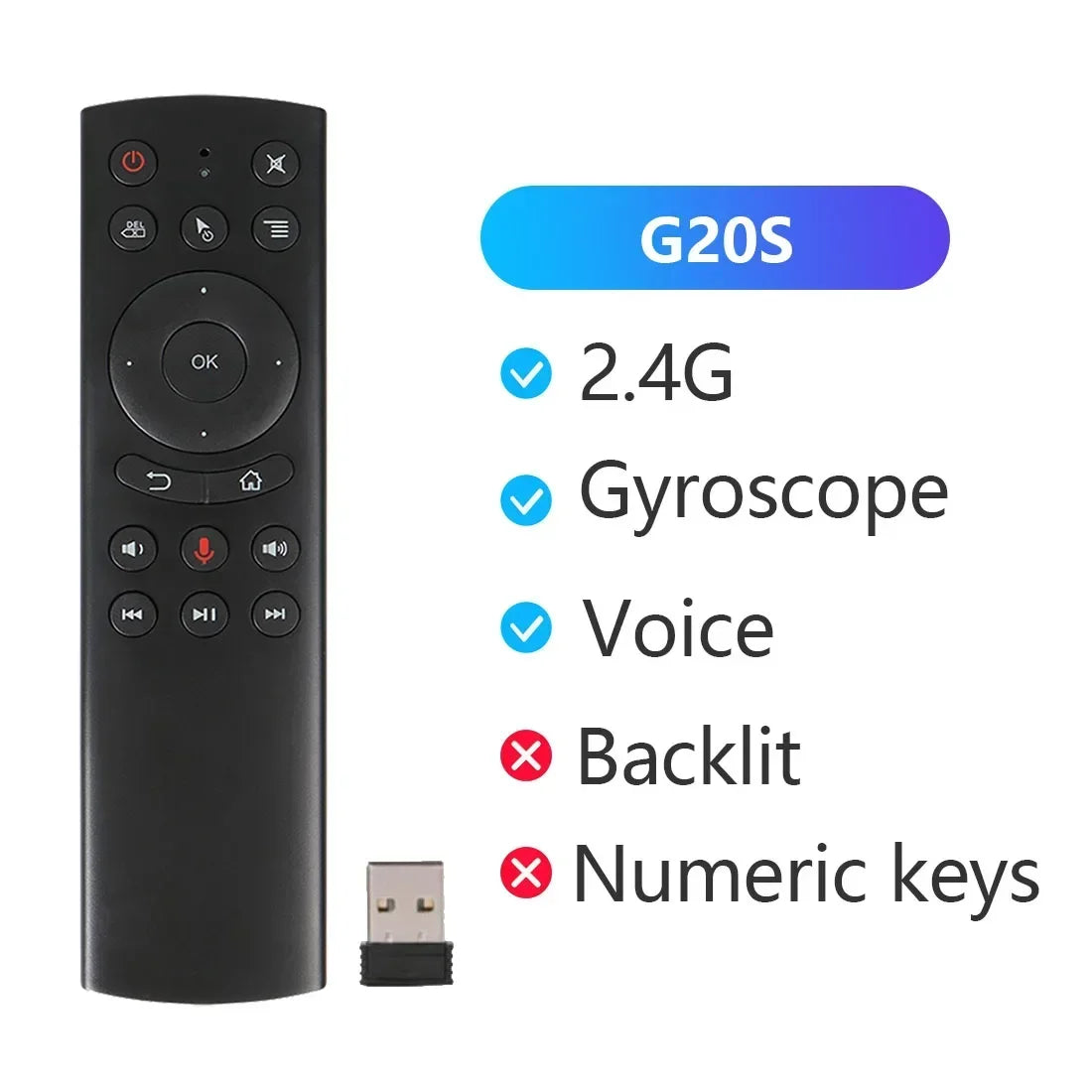 Wireless Smart Voice Air Mouse Remote with Gyroscope and Backlit Keys for Android TV Box