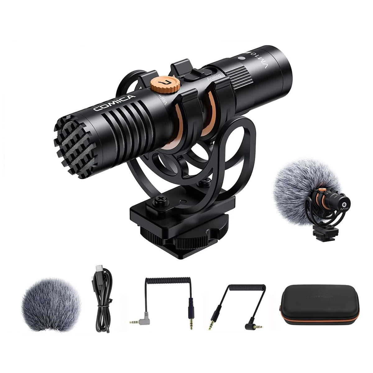 Comica VM10 Pro Shotgun Microphone with Gain Control & Deadcat for Smartphone & DSLR