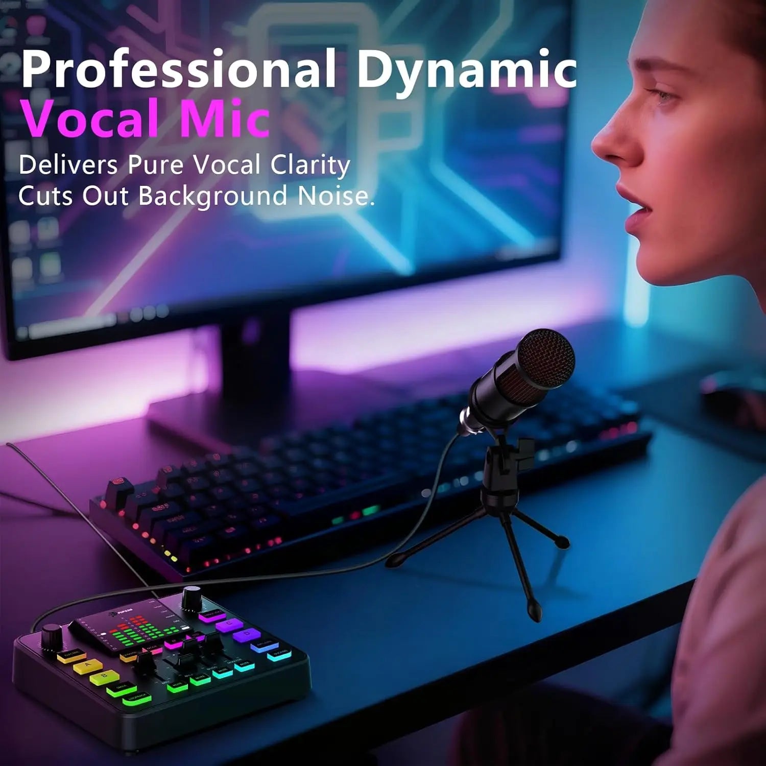 Professional Podcast Equipment Bundle with Audio Mixer and Microphone for Live Streaming