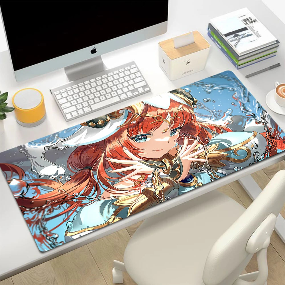 XL Anime Gaming Mouse Pad with Anti-slip Rubber Base, Stitched Edges, Custom Print Options