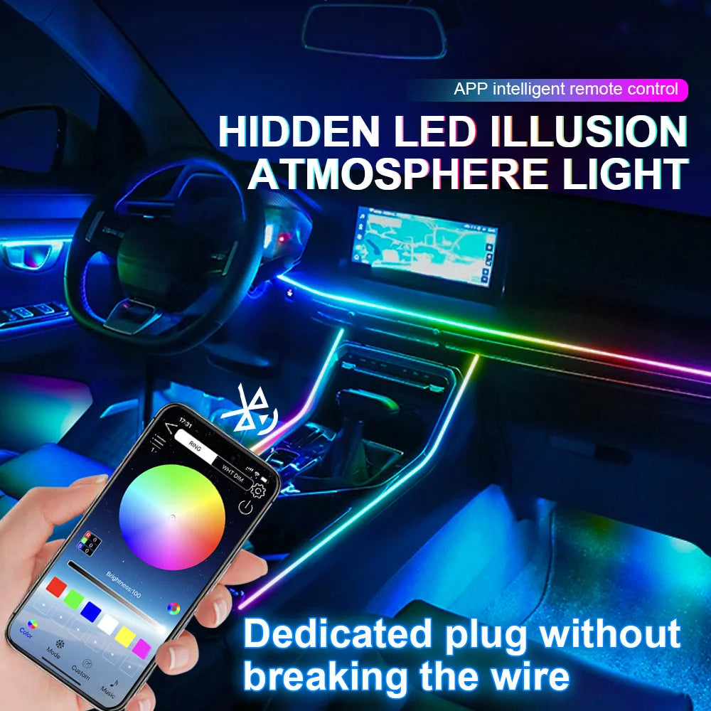 LED Acrylic Car Ambient Light Kit with RGB Colour Symphony and App Touch Control