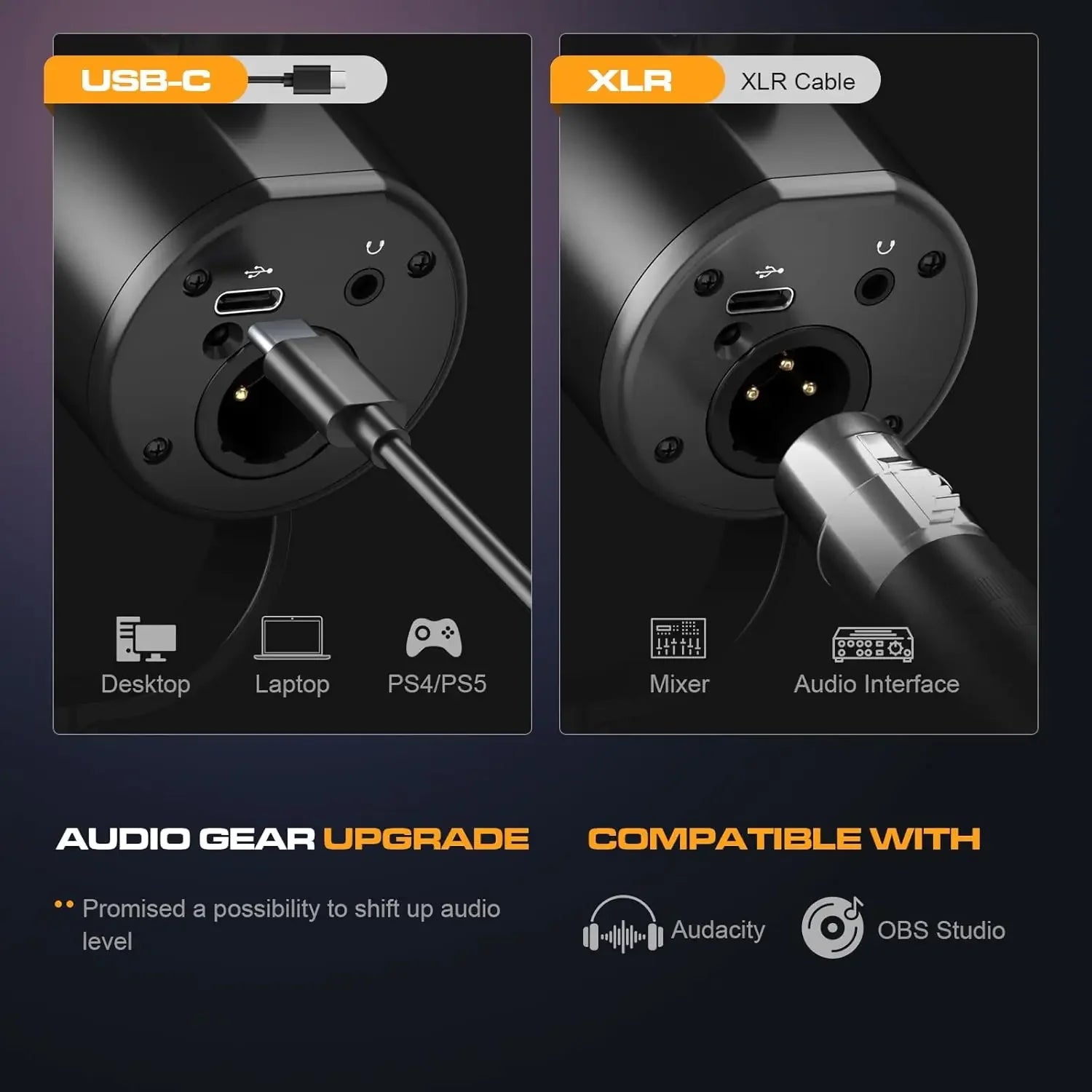 Dynamic XLR USB Podcast Microphone for Recording Streaming and Vocal Performance