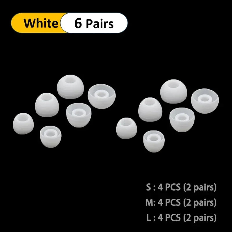 Soft Silicone Replacement Eartips 6-Pair S/M/L Cushions for In-Ear Headphones Earbud Set