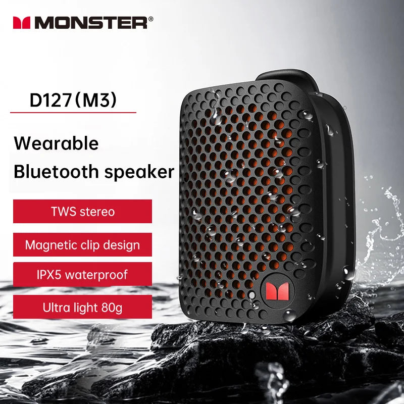 Magnetic Clip-On Mini Wearable Portable Waterproof Bluetooth Speaker with Bass and Built-in Mic