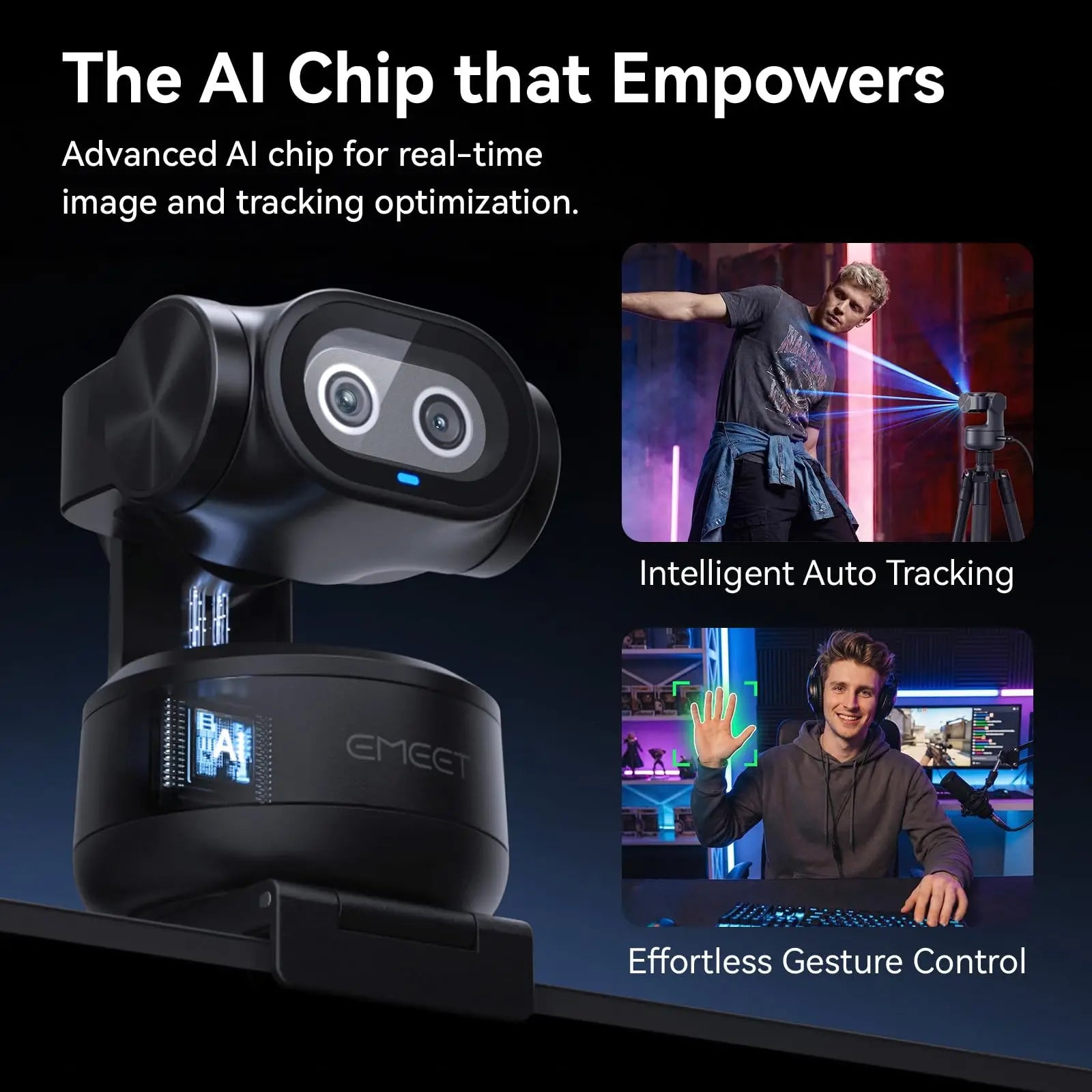 2K PTZ Webcam with AI Tracking Autofocus, Gesture Control, Sony Sensor and Streaming Support