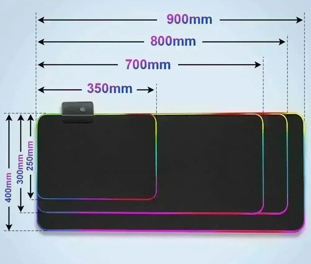 Extended RGB Gaming Mouse Mat with LED Lighting Extra Large Waterproof Non Slip Rubber Surface