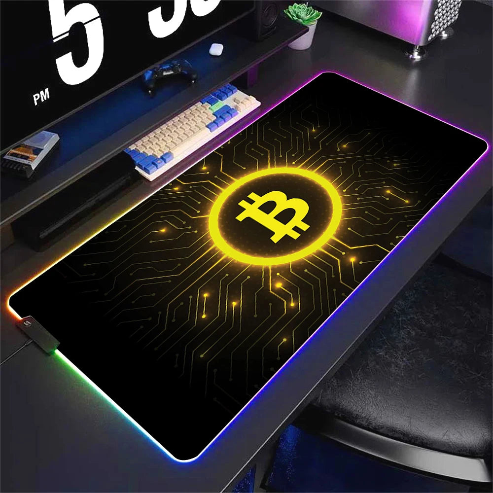 Large RGB Gaming Mouse Pad Non-slip Waterproof Desk Mat with Backlit Edge for Office and Gaming