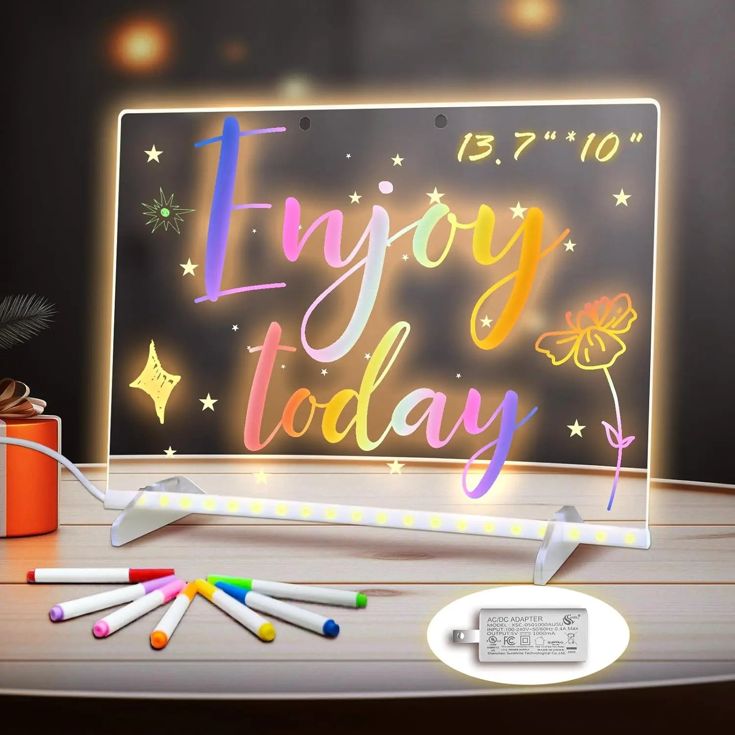 Illuminated LED Acrylic Note Board with Multicolour Lighting and Dry Erase Surface