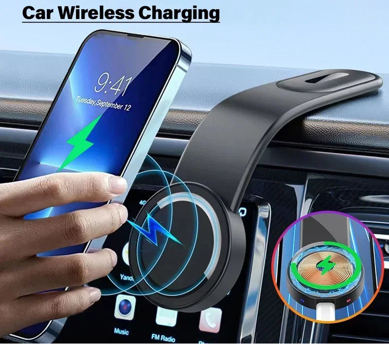 Magnetic Wireless Car Charger and Fast Charging Phone Mount for Dashboard and Screen Use