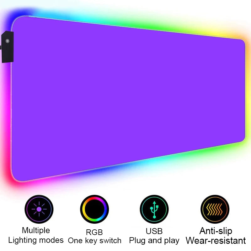 Large RGB Gaming Mouse Pad with LED Backlight Non-Slip Surface for Keyboard and Desk Setup