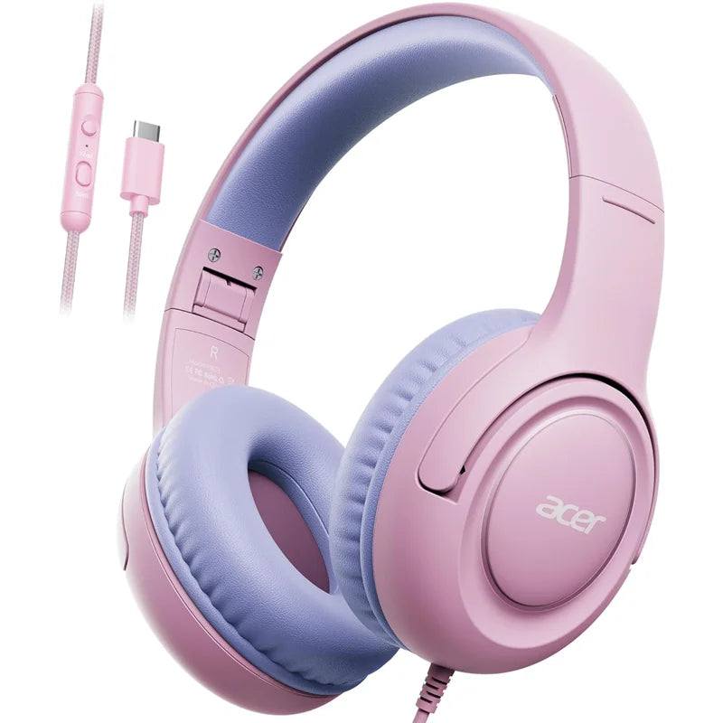 Kids Wired On Ear Headphones with Safe Volume Limiter and 3.5mm Jack for School and Play