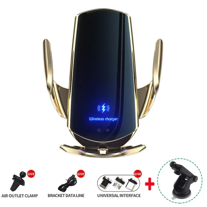 Magnetic Wireless Car Charger Mount with Automatic Sensor and 15W Fast Charging for Phones
