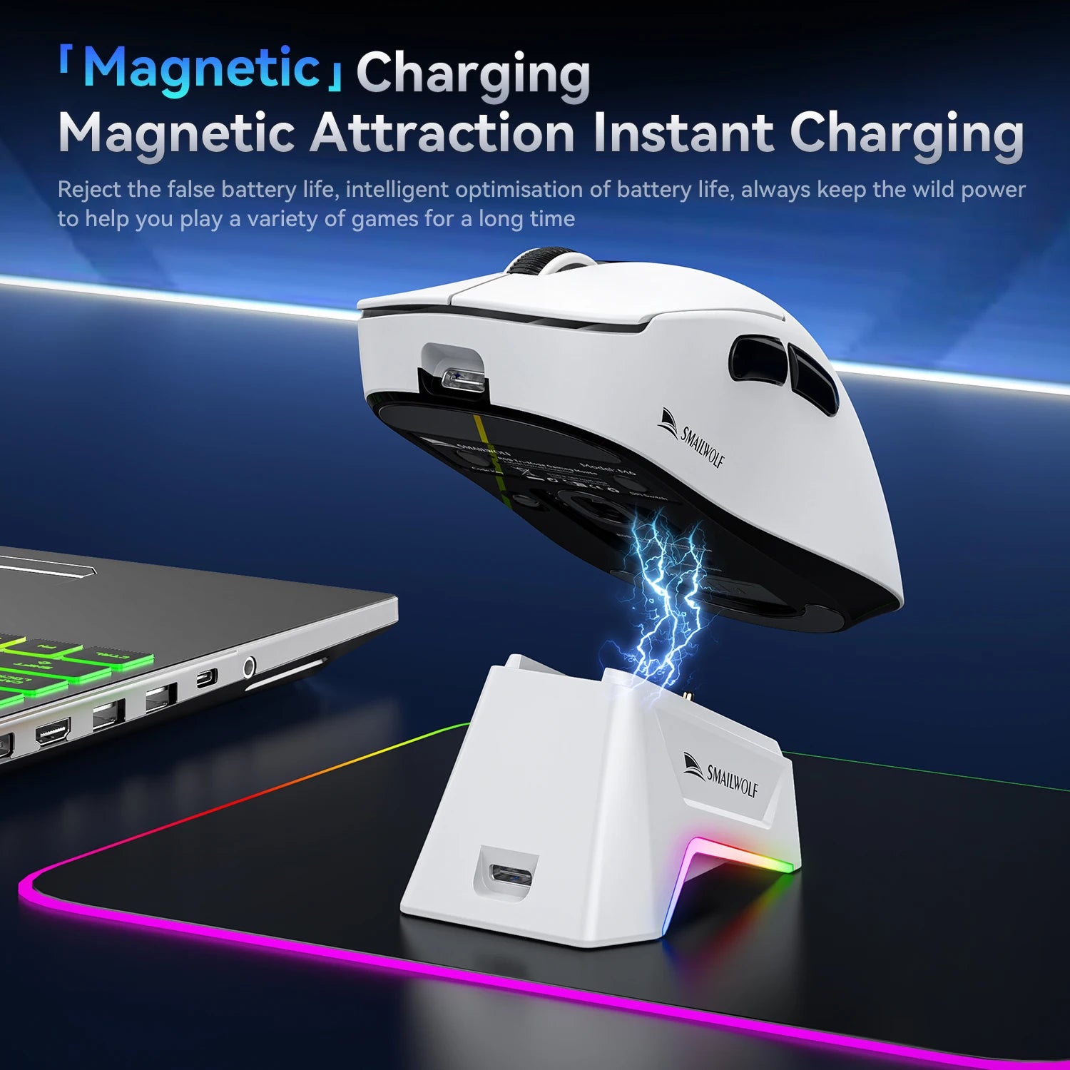 Lightweight Wireless Gaming Mouse with Trimode Bluetooth and Fast Charging for Laptop and PC