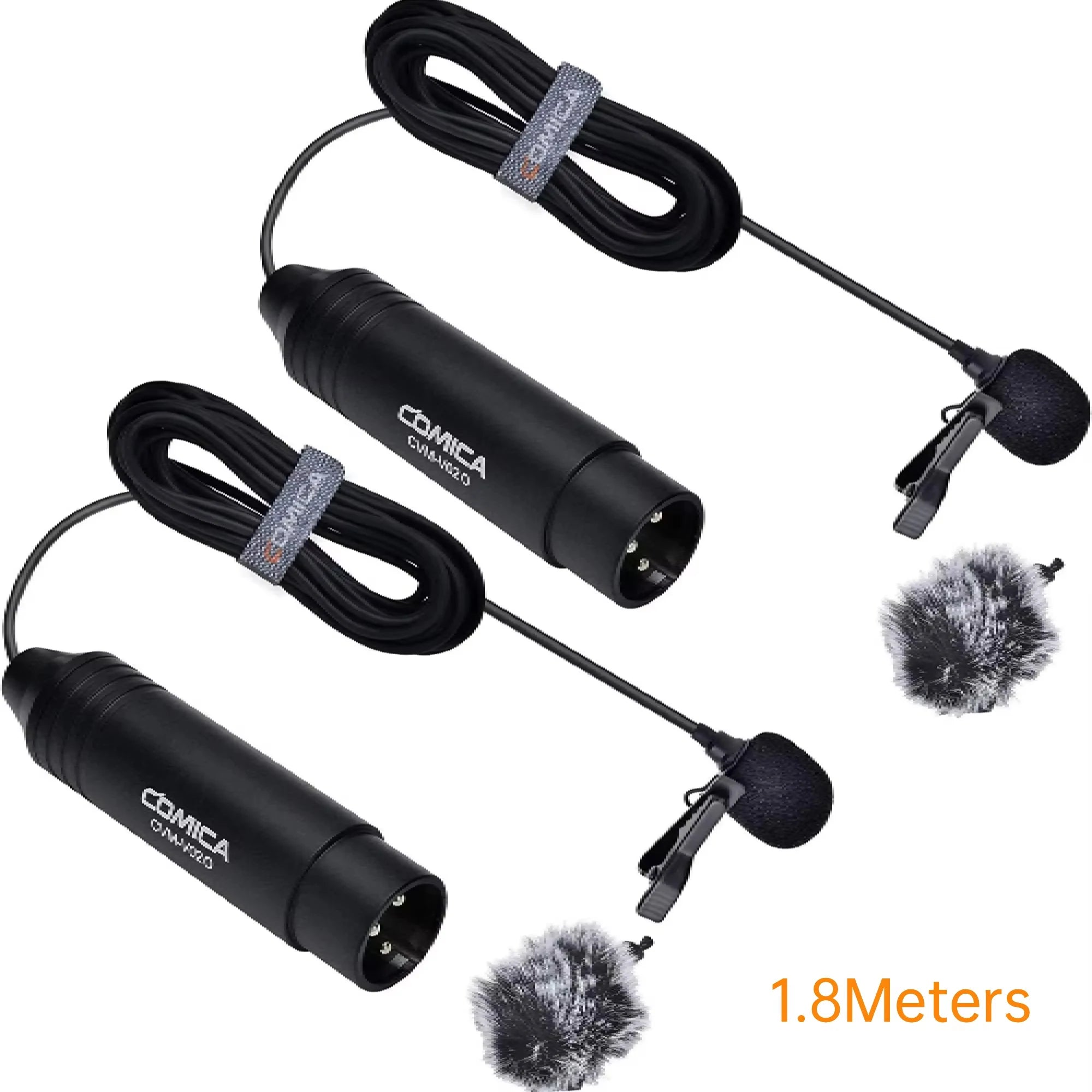Omnidirectional XLR Lavalier Microphone with 3-pin Connector for Camcorders Studio Recording 2-pack