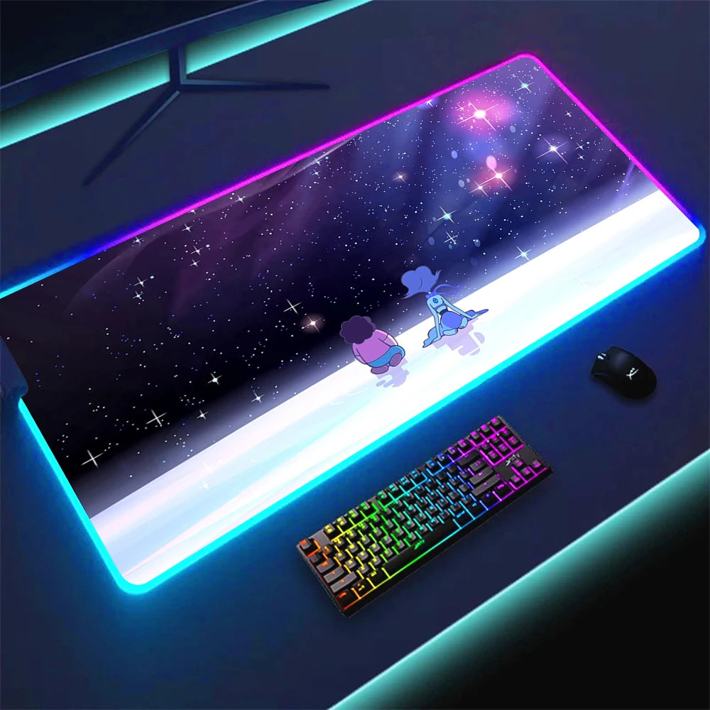 RGB Anime Gaming Mouse Pad with LED Lighting Non-slip Surface Large Waterproof Desk Mat