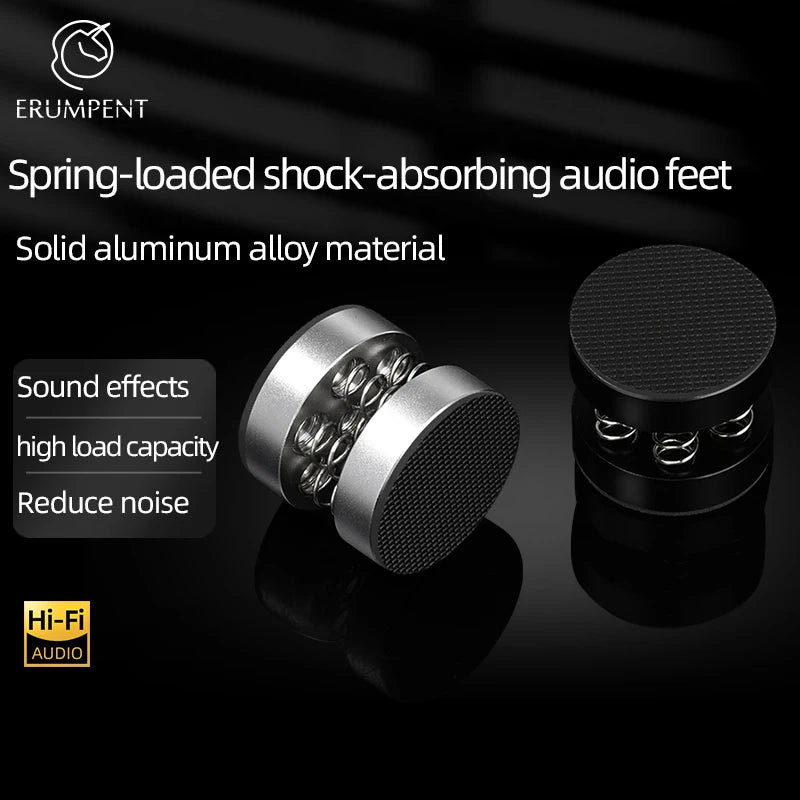 Premium Aluminium Alloy Speaker Isolation Spikes Set with Spring Damping Pads for HiFi Audio