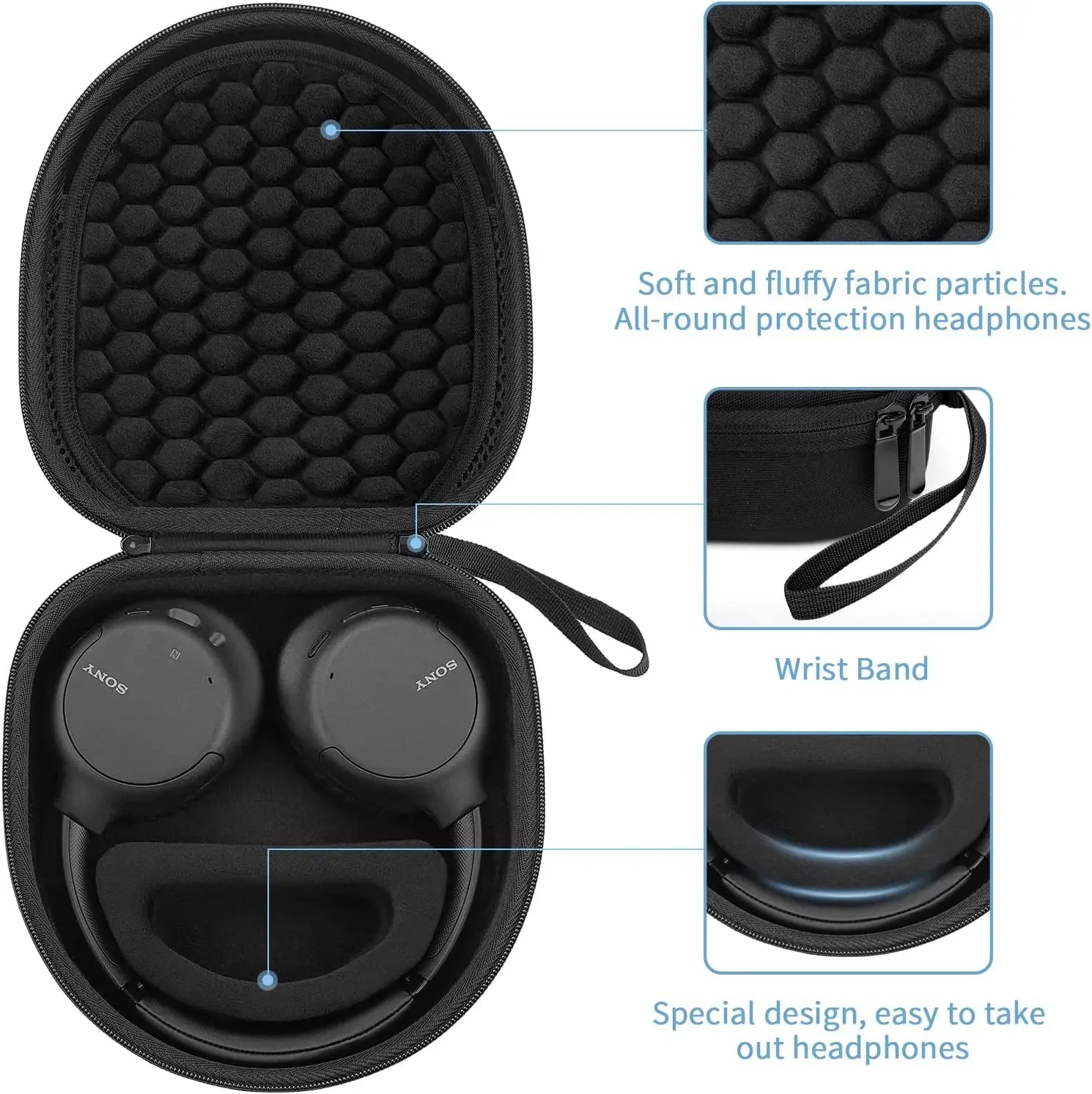 YINKE Hard EVA Headphone Case for Sony WH-CH700N/CH710N/CH720N & Edifier W830NB