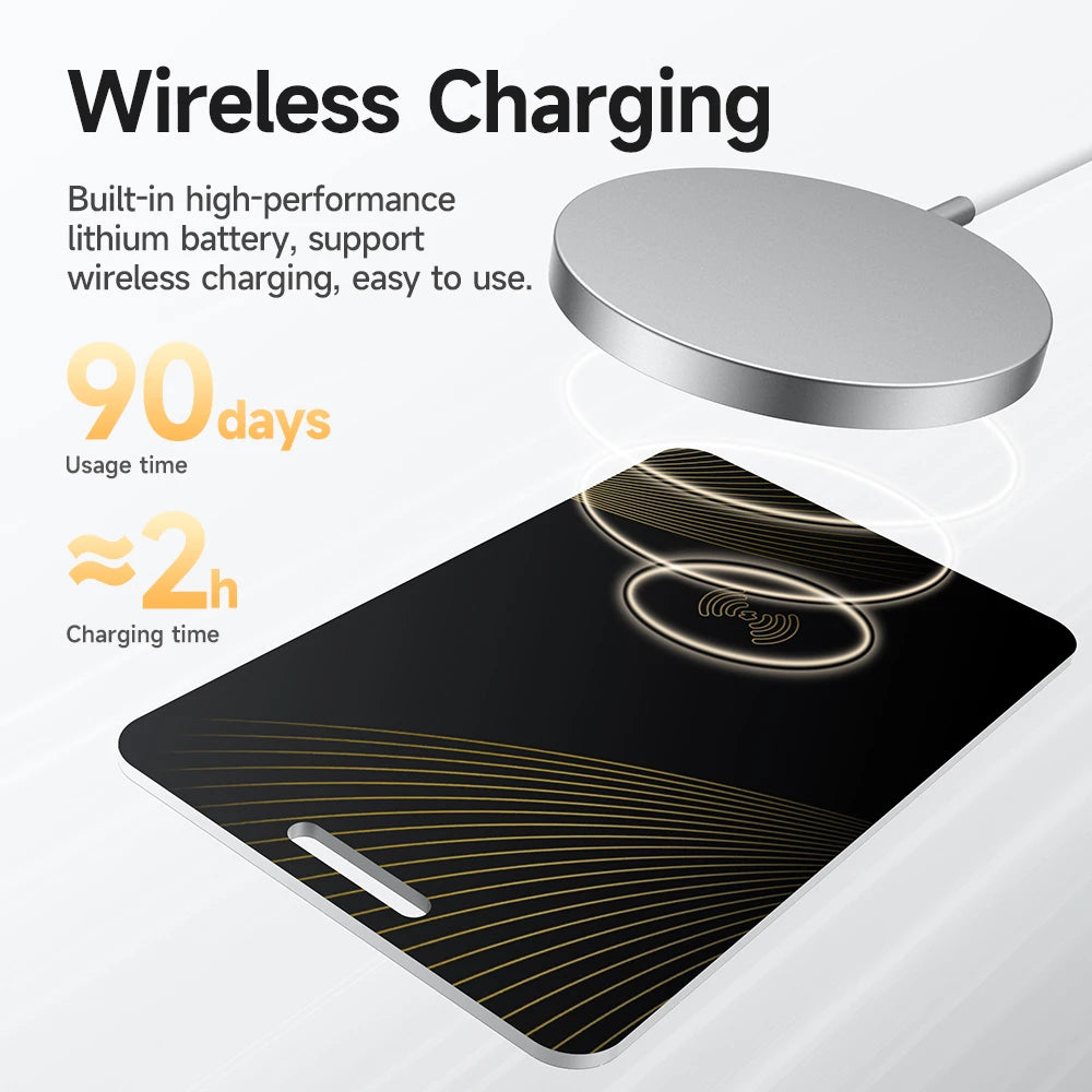 Ultra-Thin Waterproof Smart Tracker Card with Wireless Charging for Wallets iOS and Android Devices