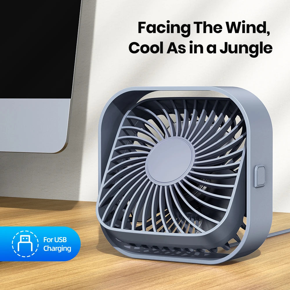 Portable USB Desk Fan Quiet Mini Table Fan with Strong Airflow Three Speed and 360 Degree Rotation