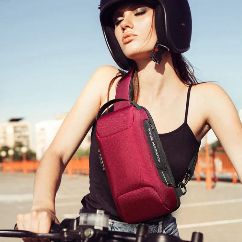 Water Resistant Crossbody Chest Bag for Men and Women with USB Charging Anti-Theft Travel Design