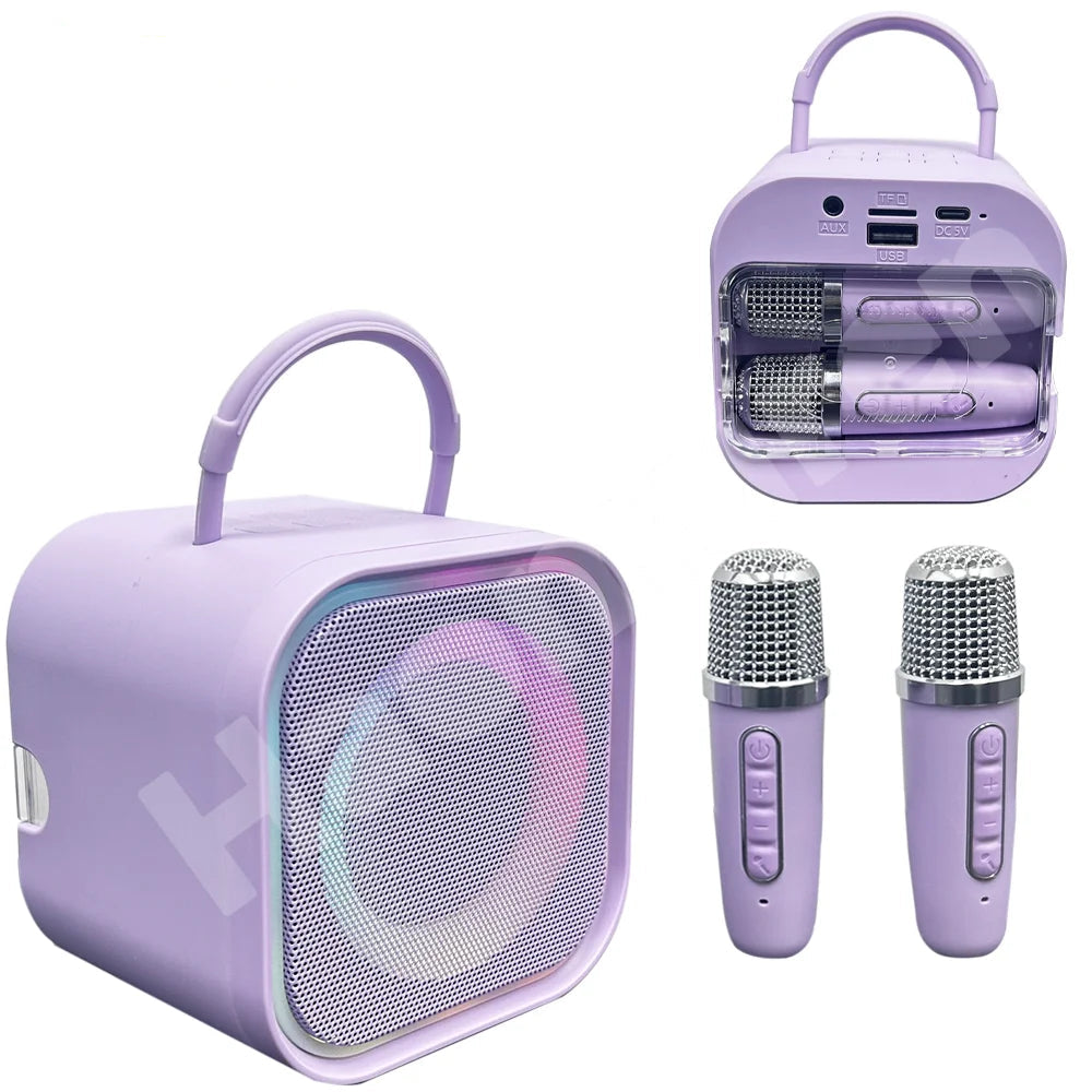 Mini Karaoke Machine for Kids – Portable All-in-One Bluetooth Speaker with 2 Microphones