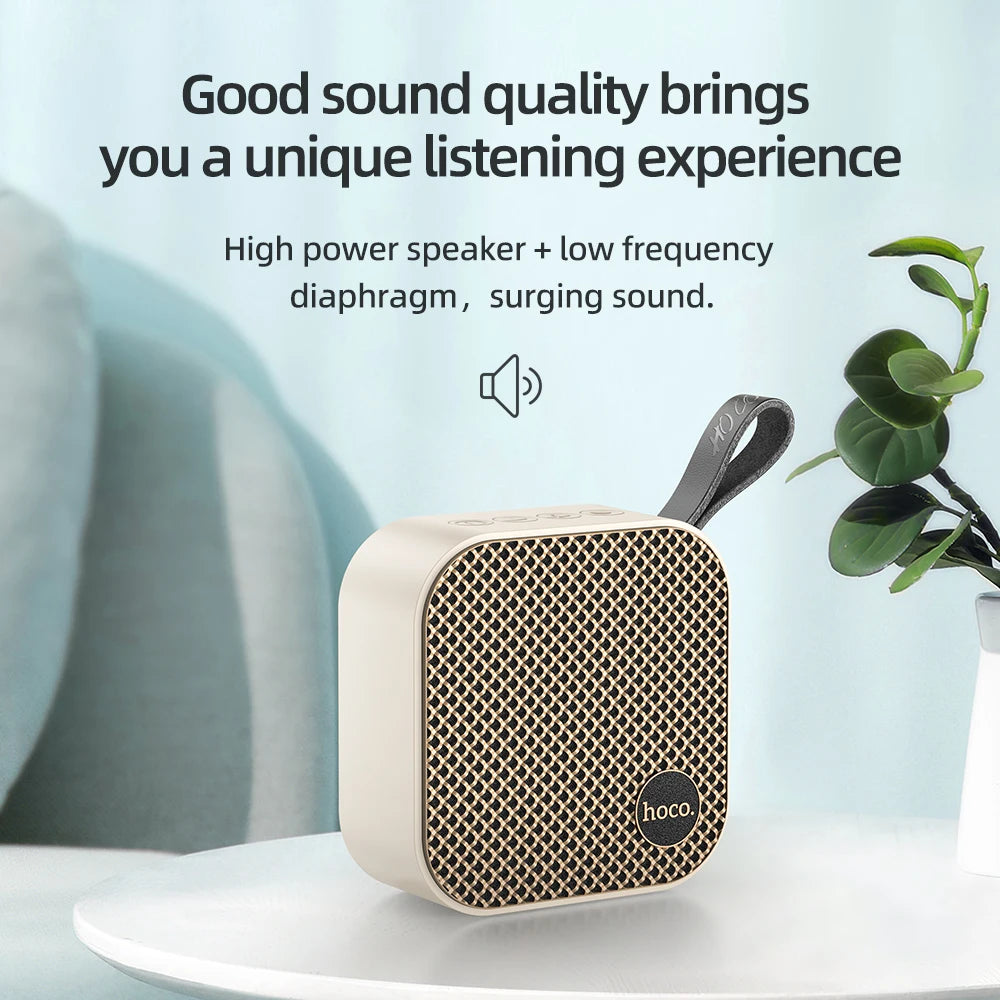 Portable Bluetooth 5.2 Mini Stereo Speaker with Deep Bass and TF Card Compatibility