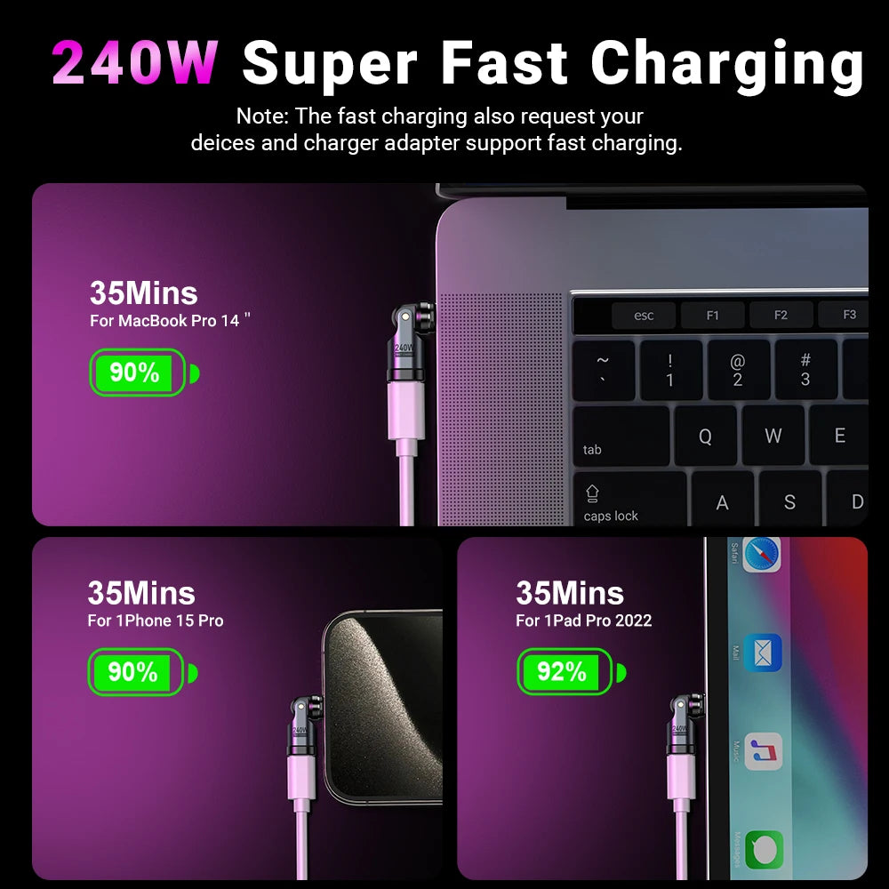 3 Pack 240W Magnetic USB C to USB C OTG Adapters Fast Charging for Laptops and Smartphones