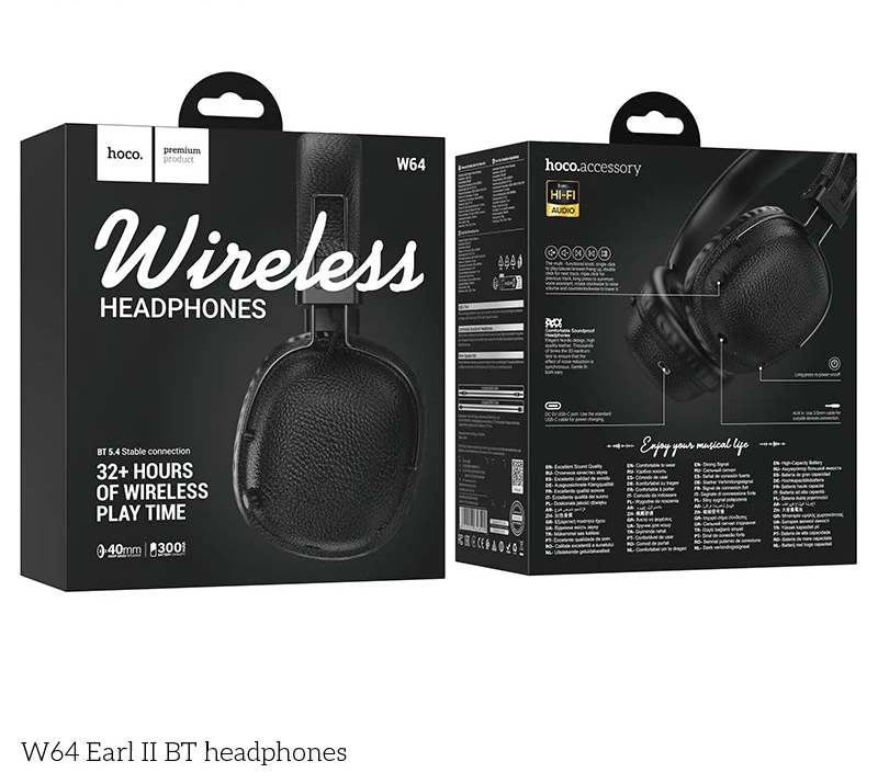 Over Ear Wireless Bluetooth 5.4 Headphones Foldable Sports Headset with Microphone Leather Earmuffs