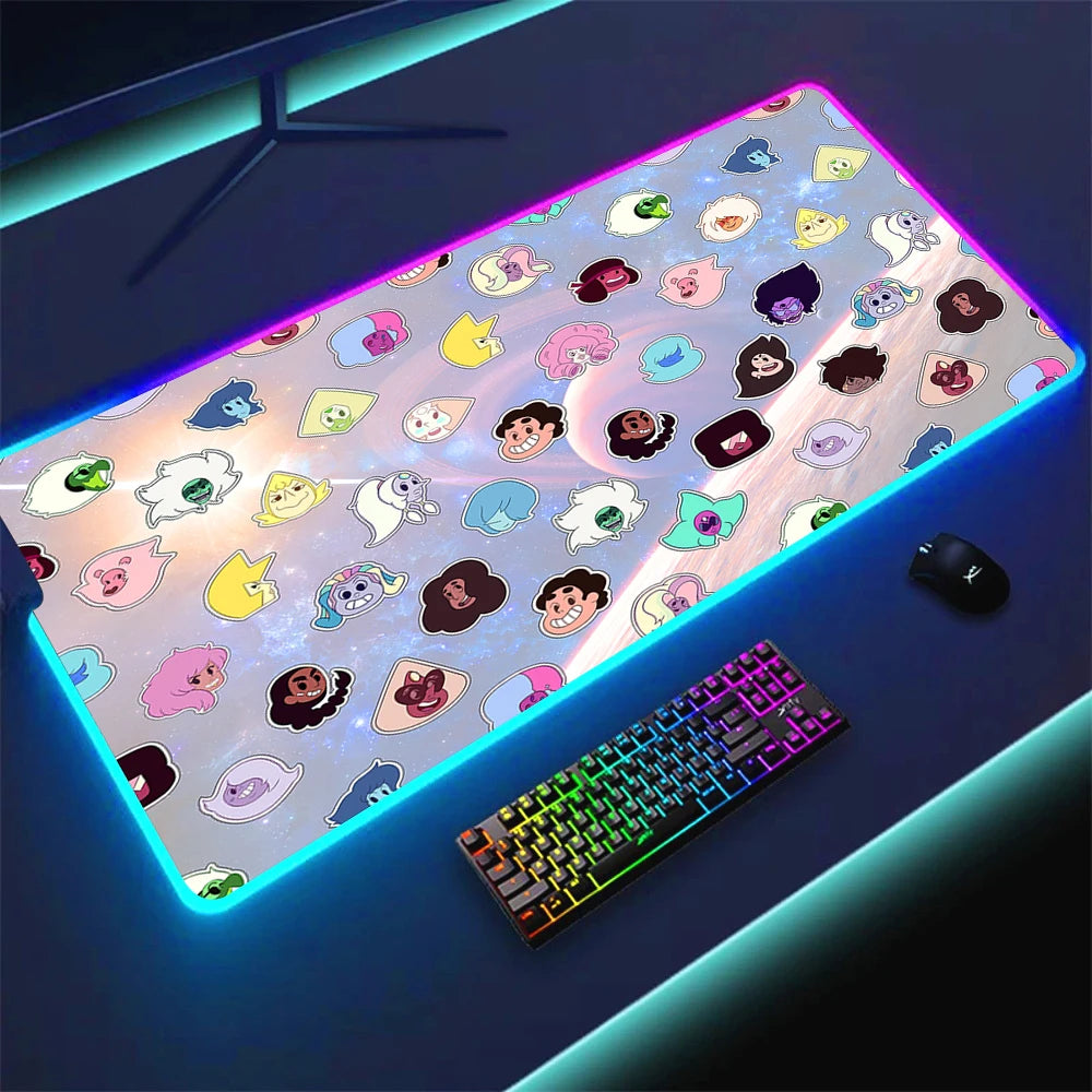 RGB Anime Gaming Mouse Pad with LED Lighting Non-slip Surface Large Waterproof Desk Mat