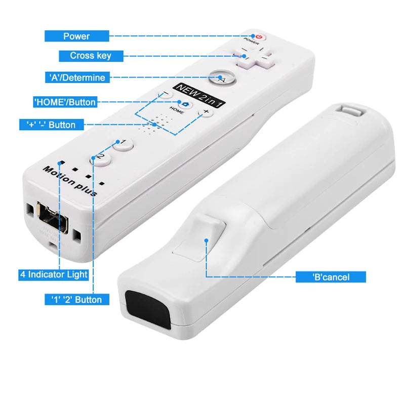 Wireless Game Controller and Nunchuck Set with Motion Sensing for Wii and Wii U Consoles
