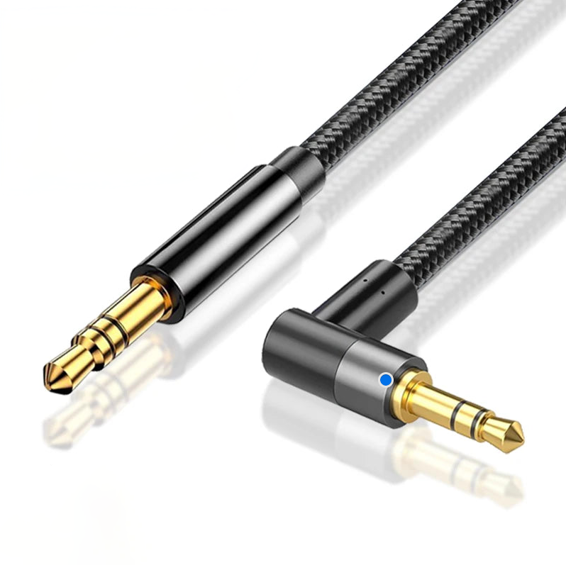 3.5mm Right Angle AUX Audio Cable Male to Male for Car, Headphones, Speakers & Phones