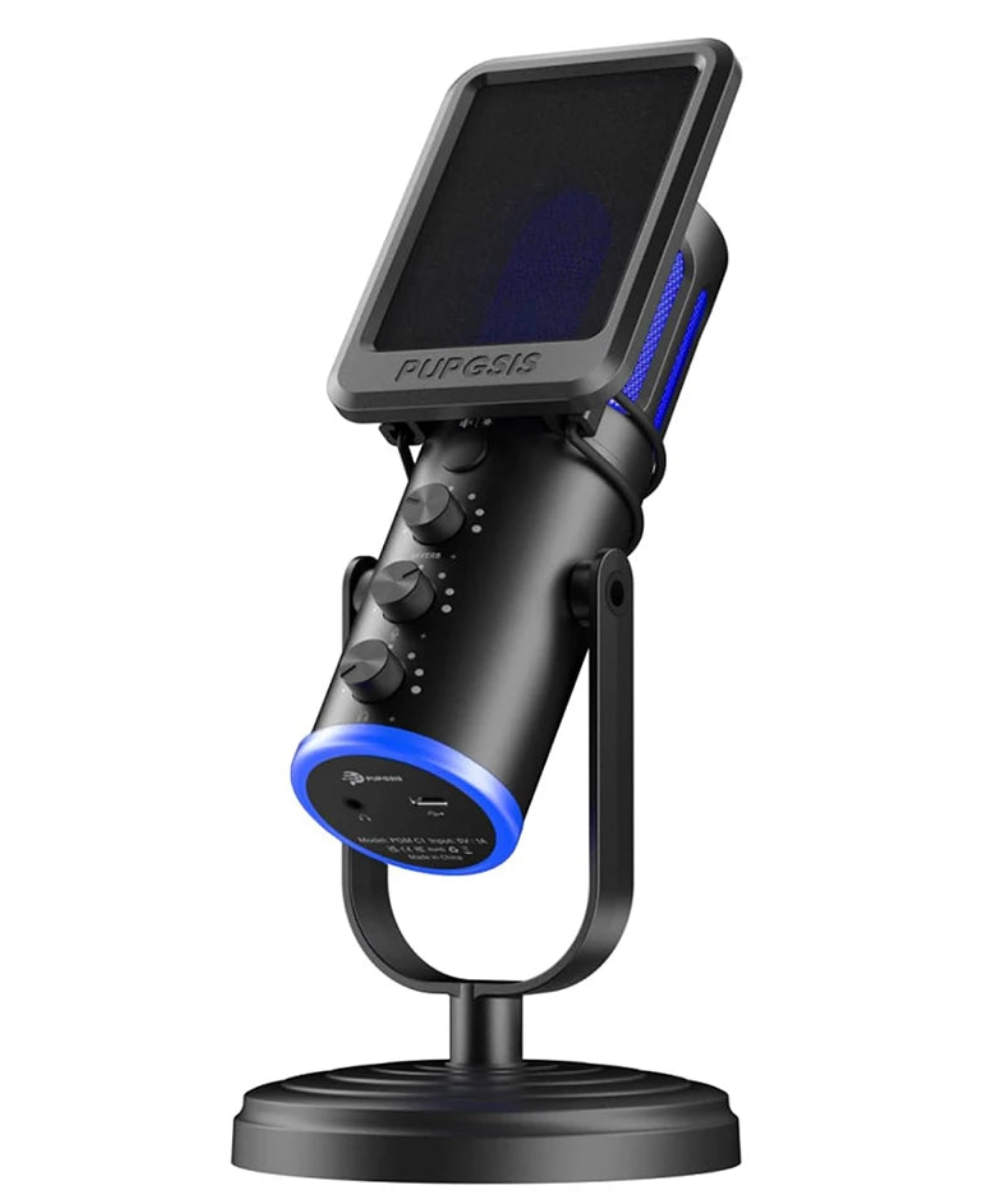 USB Condenser Gaming Microphone with Noise Cancellation, RGB Lighting and Mute Control